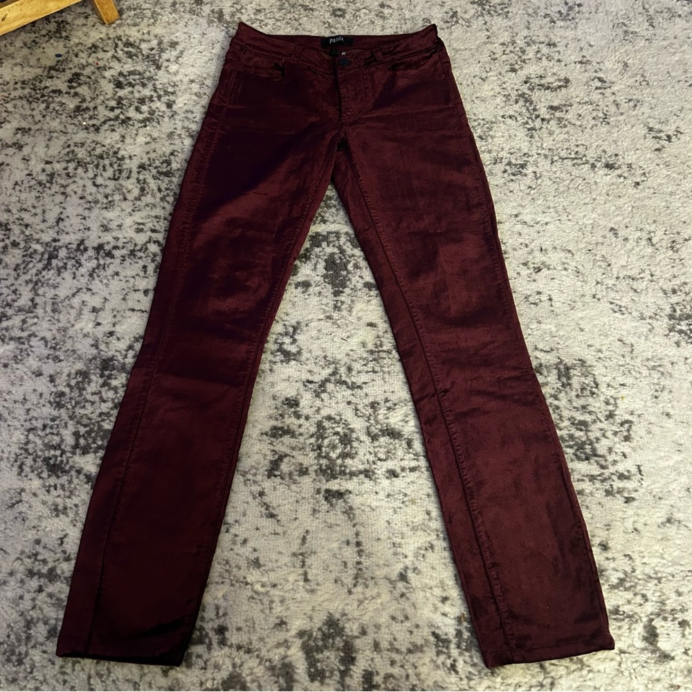 PAIGE burgundy velvet skinny pants size 24